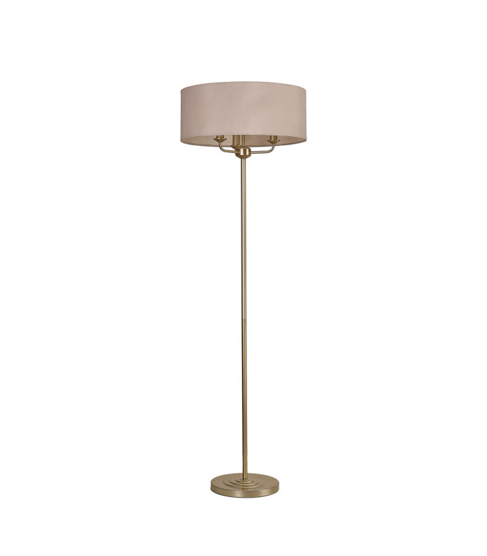 Banyan 3 Light Switched Floor Lamp With 50cm x 20cm Dual Faux Silk Fabric Shade Champagne Gold/Nude Beige-4