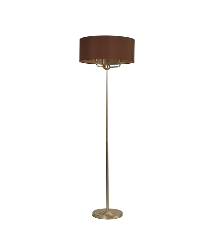 Banyan 3 Light Switched Floor Lamp With 50cm x 20cm Dual Faux Silk Fabric Shade Champagne Gold/Raw Cocoa-4