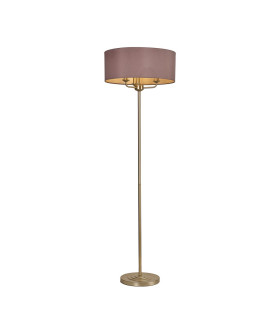 Banyan 3 Light Switched Floor Lamp With 50cm x 20cm Dual Faux Silk Fabric Shade Champagne Gold/Taupe-1