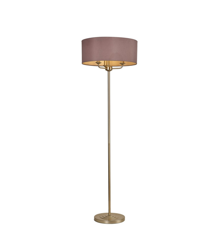 Banyan 3 Light Switched Floor Lamp With 50cm x 20cm Dual Faux Silk Fabric Shade Champagne Gold/Taupe-1
