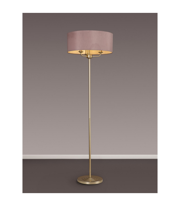 Banyan 3 Light Switched Floor Lamp With 50cm x 20cm Dual Faux Silk Fabric Shade Champagne Gold/Taupe-2