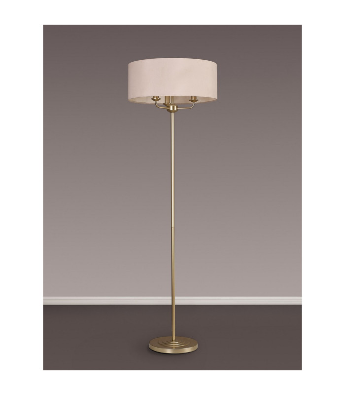 Banyan 3 Light Switched Floor Lamp With 50cm x 20cm Dual Faux Silk Fabric Shade Champagne Gold/Nude Beige-11