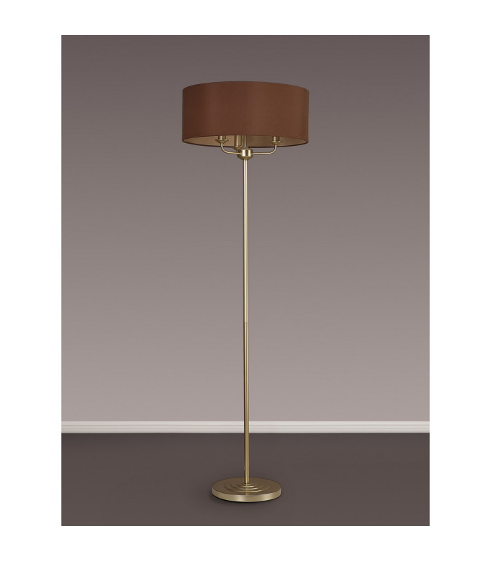 Banyan 3 Light Switched Floor Lamp With 50cm x 20cm Dual Faux Silk Fabric Shade Champagne Gold/Raw Cocoa-11