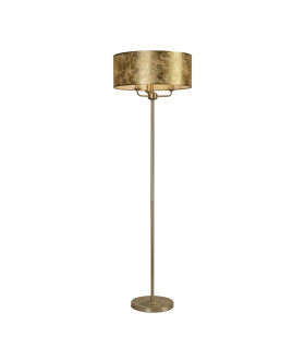 Banyan 3 Light Switched Floor Lamp With 50cm x 20cm Gold Leaf Shade Champagne Gold/Gold Leaf-1