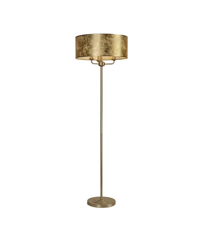 Banyan 3 Light Switched Floor Lamp With 50cm x 20cm Gold Leaf Shade Champagne Gold/Gold Leaf-1