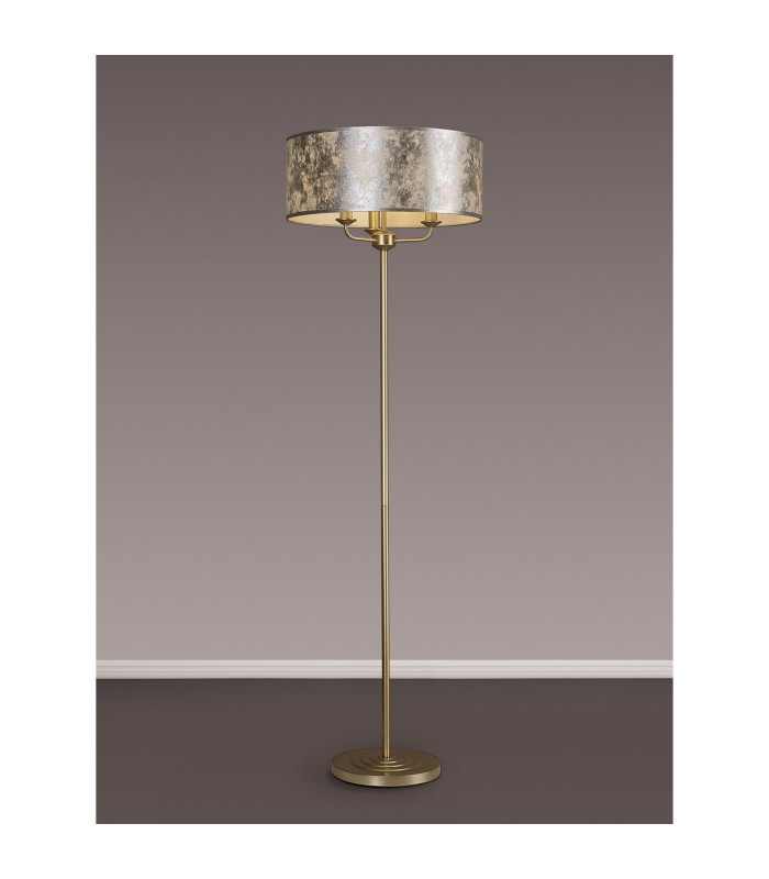 Banyan 3 Light Switched Floor Lamp With 50cm x 20cm Silver Leaf Shade Champagne Gold/Silver Leaf-2