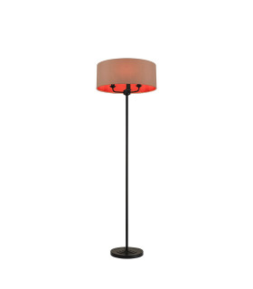 Banyan 3 Light Switched Floor Lamp With 50cm x 20cm Dual Faux Silk Fabric Shade Matt Black/Antique Gold-1