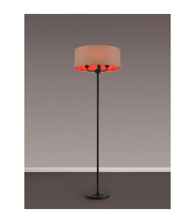 Banyan 3 Light Switched Floor Lamp With 50cm x 20cm Dual Faux Silk Fabric Shade Matt Black/Antique Gold-2