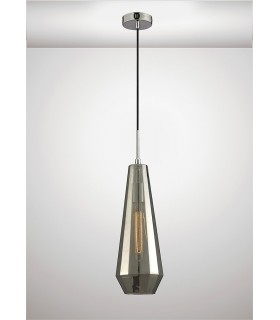 Slim Cone Ceiling Pendant Polished Chrome, Smoke Black Glass - 2