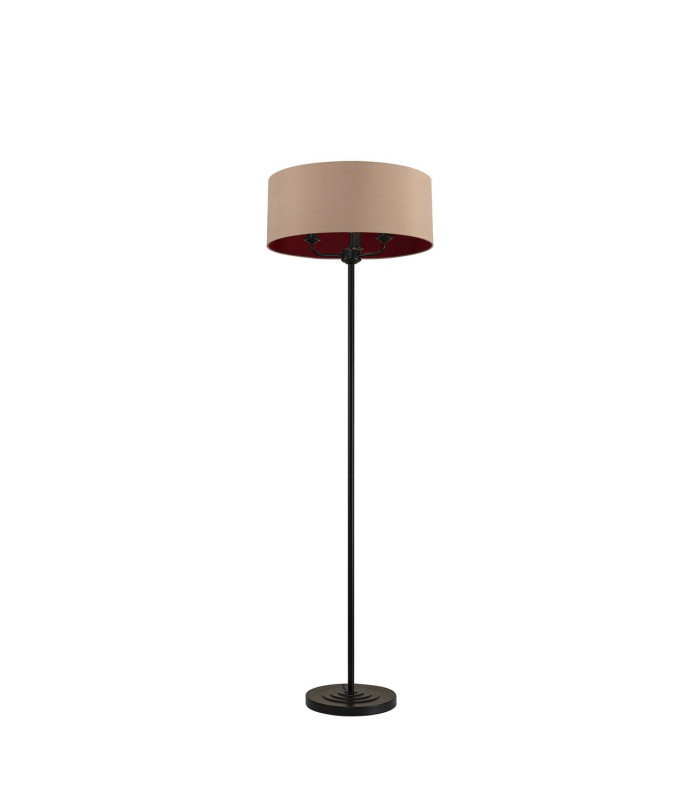 Banyan 3 Light Switched Floor Lamp With 50cm x 20cm Dual Faux Silk Fabric Shade Matt Black/Antique Gold-4