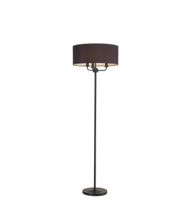 Banyan 3 Light Switched Floor Lamp With 50cm x 20cm Faux Silk Fabric Shade Matt Black/Black-1