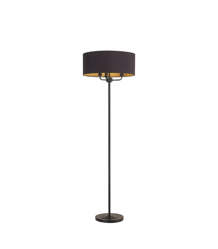 Banyan 3 Light Switched Floor Lamp With 50cm x 20cm Dual Faux Silk Fabric Shade Matt Black/Midnight Black-1