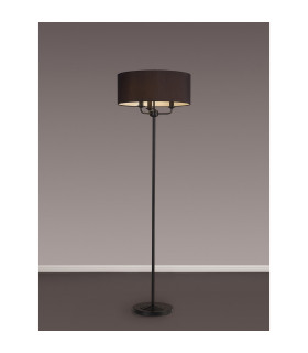 Banyan 3 Light Switched Floor Lamp With 50cm x 20cm Faux Silk Fabric Shade Matt Black/Black-2