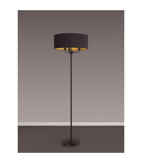 Banyan 3 Light Switched Floor Lamp With 50cm x 20cm Dual Faux Silk Fabric Shade Matt Black/Midnight Black-2