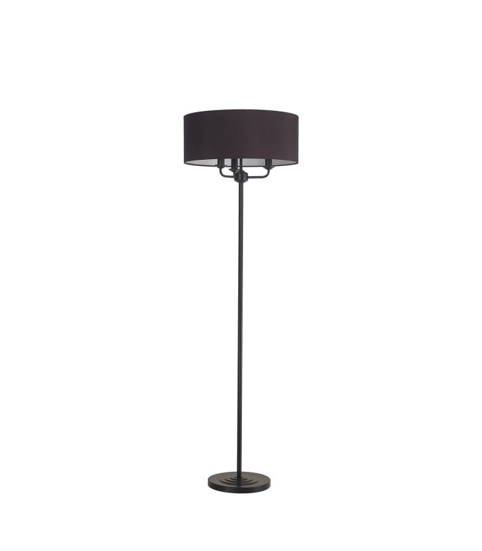 Banyan 3 Light Switched Floor Lamp With 50cm x 20cm Faux Silk Fabric Shade Matt Black/Black-4