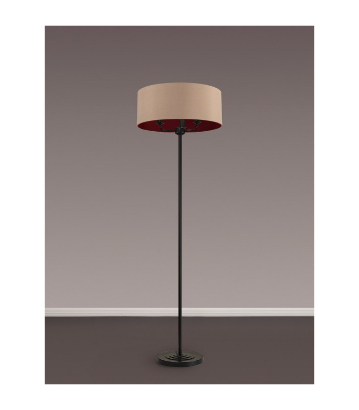 Banyan 3 Light Switched Floor Lamp With 50cm x 20cm Dual Faux Silk Fabric Shade Matt Black/Antique Gold-11