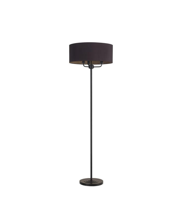Banyan 3 Light Switched Floor Lamp With 50cm x 20cm Dual Faux Silk Fabric Shade Matt Black/Midnight Black-4