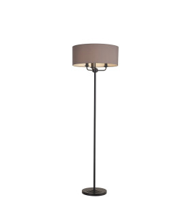 Banyan 3 Light Switched Floor Lamp With 50cm x 20cm Faux Silk Fabric Shade Matt Black/Grey-1