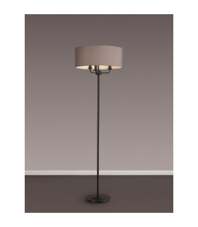 Banyan 3 Light Switched Floor Lamp With 50cm x 20cm Faux Silk Fabric Shade Matt Black/Grey-2