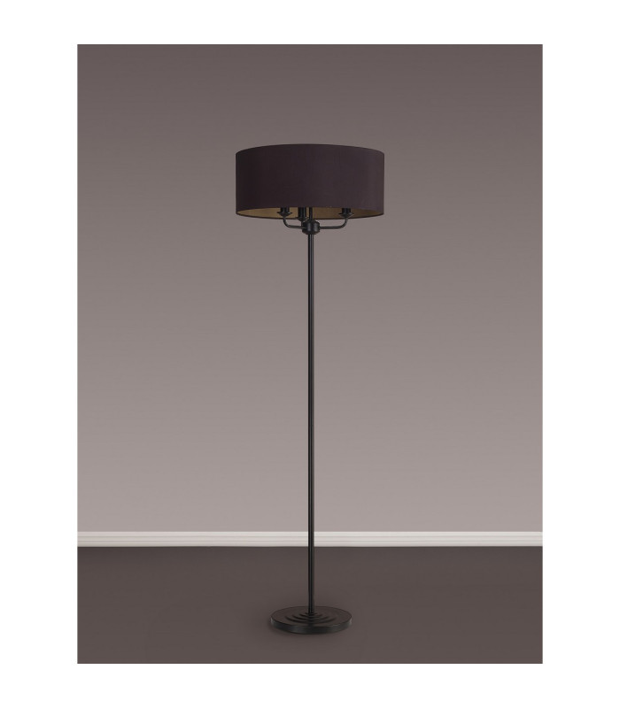 Banyan 3 Light Switched Floor Lamp With 50cm x 20cm Dual Faux Silk Fabric Shade Matt Black/Midnight Black-11