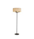 Banyan 3 Light Switched Floor Lamp With 50cm x 20cm Faux Silk Fabric Shade Matt Black/Ivory Pearl-1