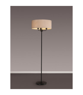 Banyan 3 Light Switched Floor Lamp With 50cm x 20cm Dual Faux Silk Fabric Shade Matt Black/Nude Beige-2