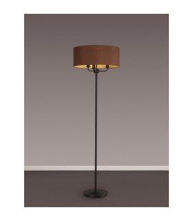 Banyan 3 Light Switched Floor Lamp With 50cm x 20cm Dual Faux Silk Fabric Shade Matt Black/Raw Cocoa-2