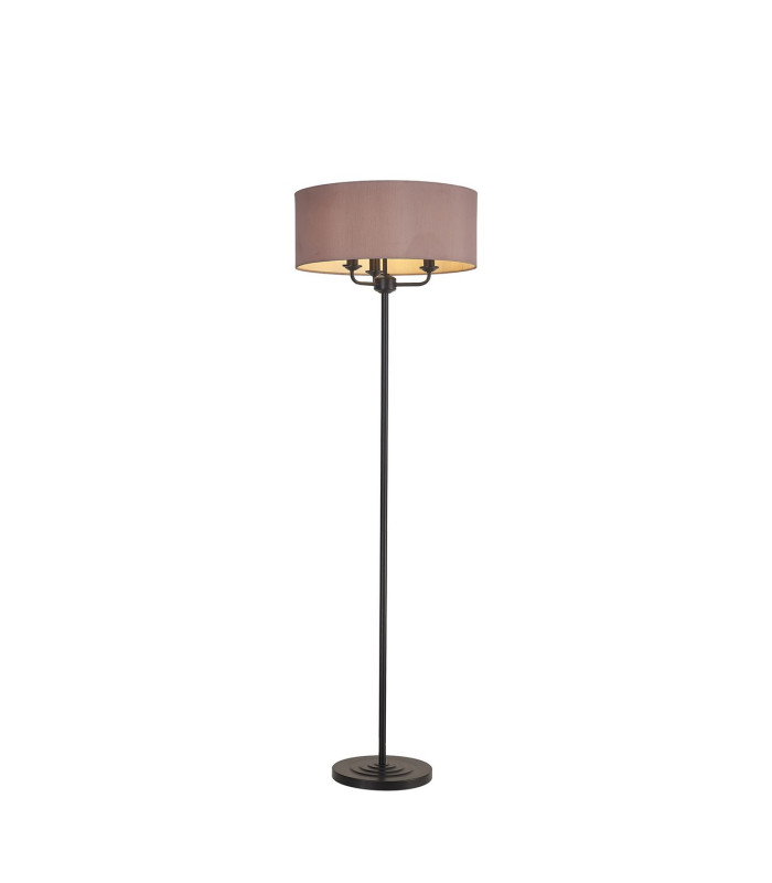 Banyan 3 Light Switched Floor Lamp With 50cm x 20cm Dual Faux Silk Fabric Shade Matt Black/Taupe-1