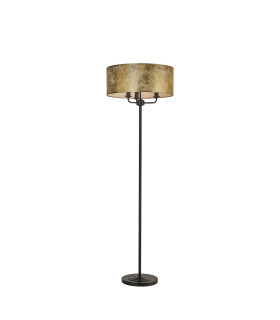 Banyan 3 Light Switched Floor Lamp With 50cm x 20cm Gold Leaf Shade Matt Black/Gold Leaf-1