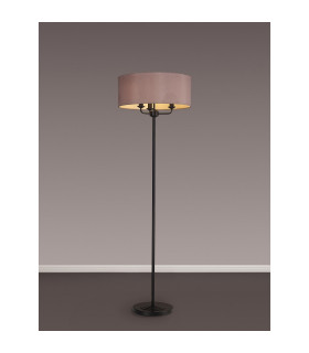 Banyan 3 Light Switched Floor Lamp With 50cm x 20cm Dual Faux Silk Fabric Shade Matt Black/Taupe-2