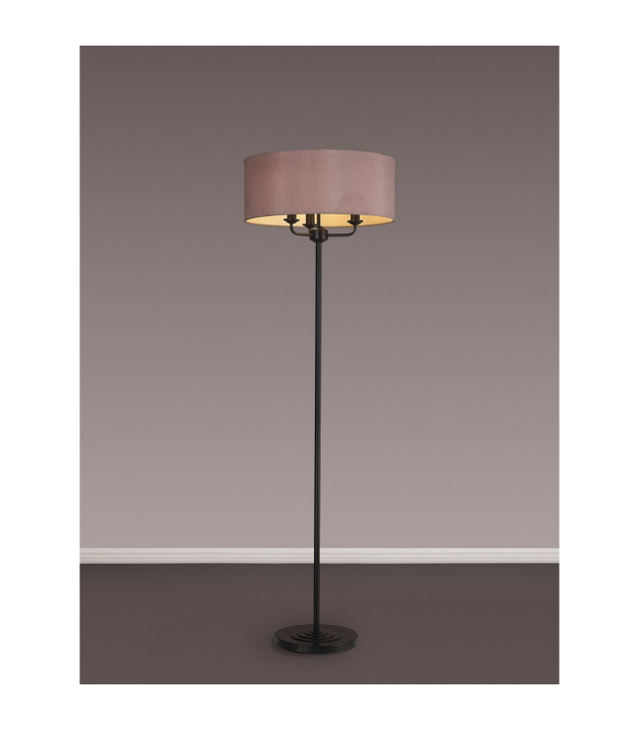 Banyan 3 Light Switched Floor Lamp With 50cm x 20cm Dual Faux Silk Fabric Shade Matt Black/Taupe-2