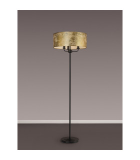 Banyan 3 Light Switched Floor Lamp With 50cm x 20cm Gold Leaf Shade Matt Black/Gold Leaf-2