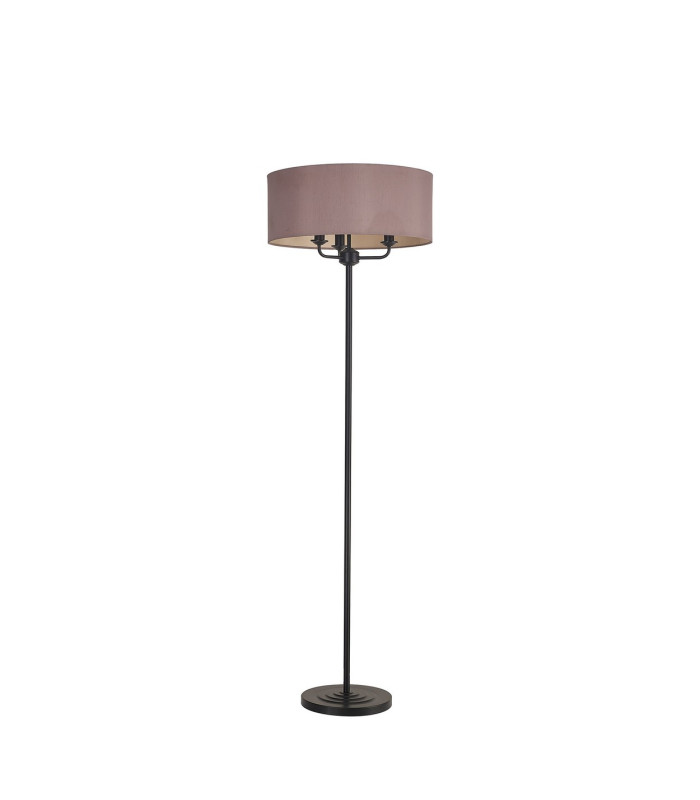 Banyan 3 Light Switched Floor Lamp With 50cm x 20cm Dual Faux Silk Fabric Shade Matt Black/Taupe-4