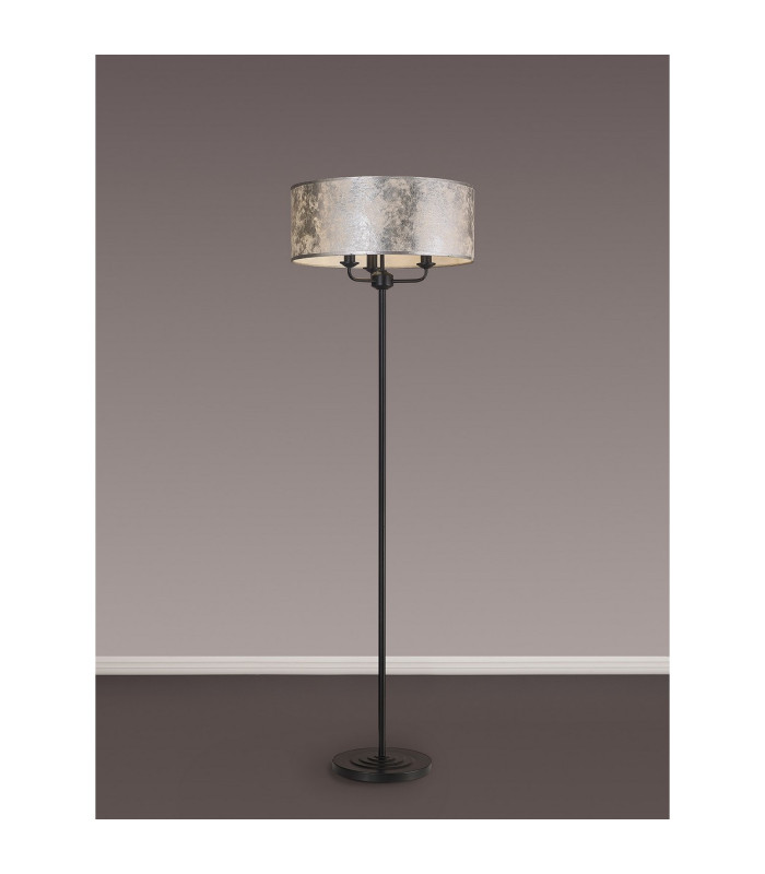 Banyan 3 Light Switched Floor Lamp With 50cm x 20cm Silver Leaf Shade Matt Black/Silver Leaf-2