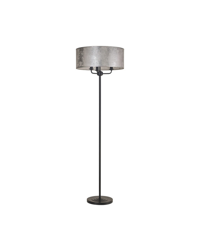 Banyan 3 Light Switched Floor Lamp With 50cm x 20cm Silver Leaf Shade Matt Black/Silver Leaf-4