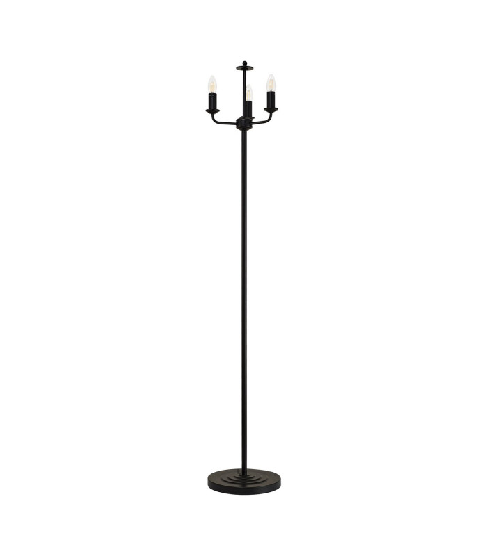 Banyan 3 Light Switched Floor Lamp With 50cm x 20cm Silver Leaf Shade Matt Black/Silver Leaf-5