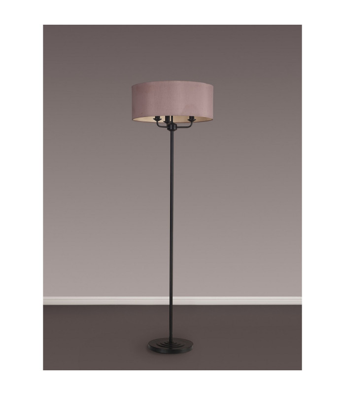 Banyan 3 Light Switched Floor Lamp With 50cm x 20cm Dual Faux Silk Fabric Shade Matt Black/Taupe-11