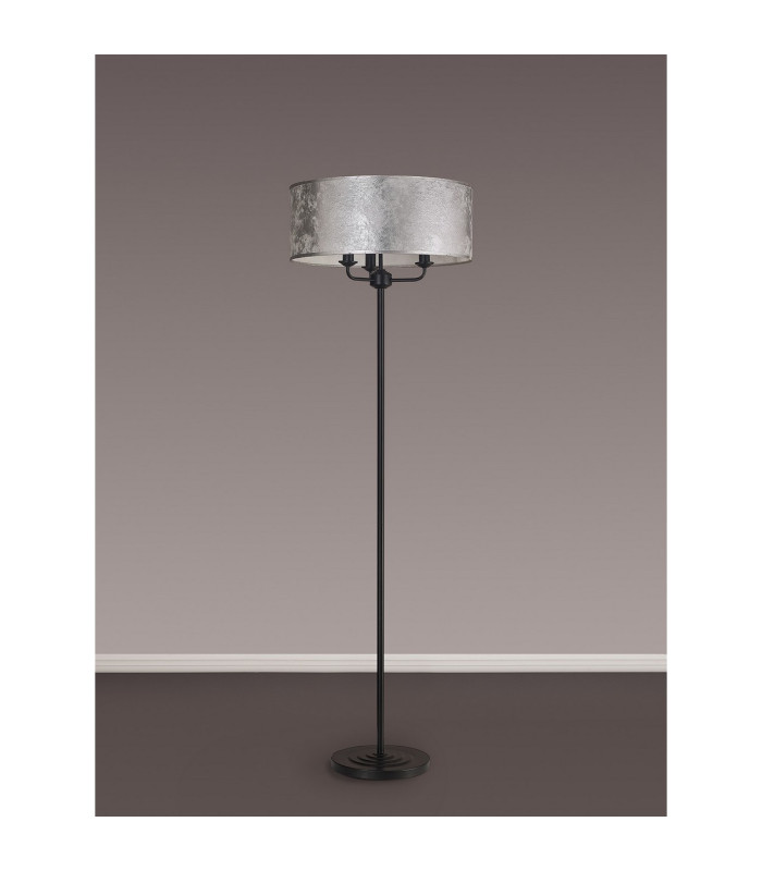 Banyan 3 Light Switched Floor Lamp With 50cm x 20cm Silver Leaf Shade Matt Black/Silver Leaf-11