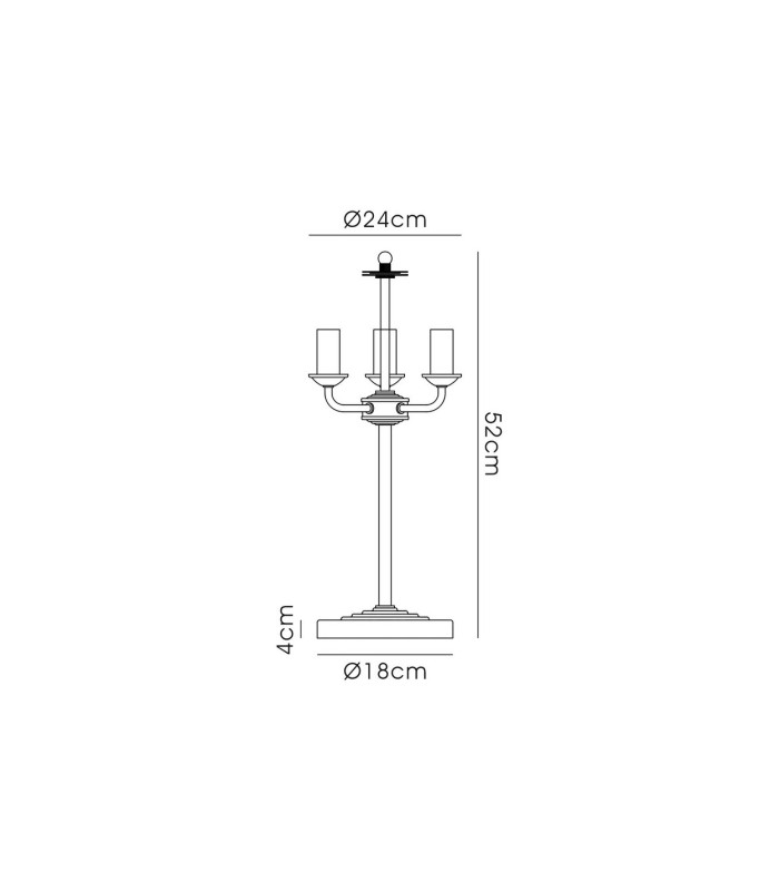 Banyan 3 Light Switched Table Lamp Without Shade E14 Satin Nickel-3