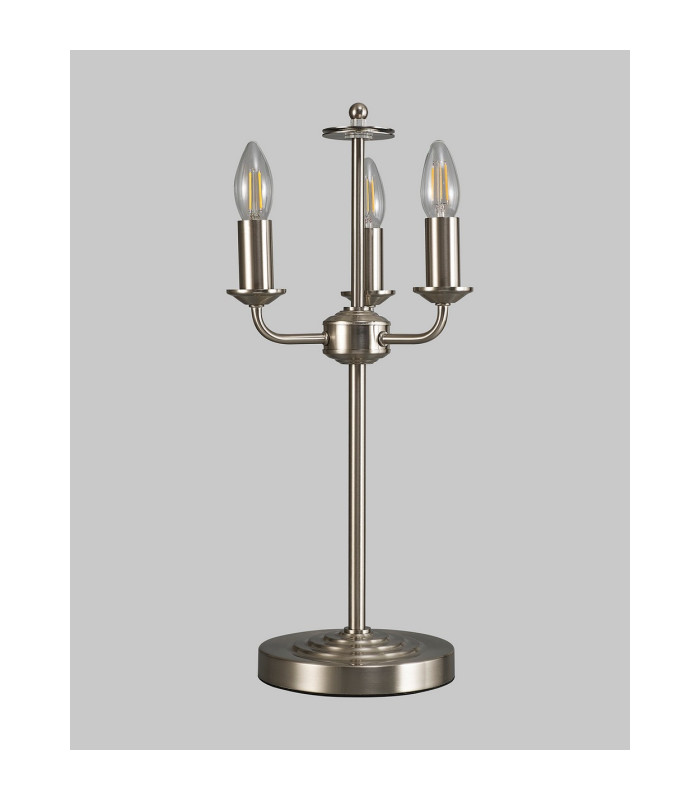 Banyan 3 Light Switched Table Lamp Without Shade E14 Satin Nickel-8