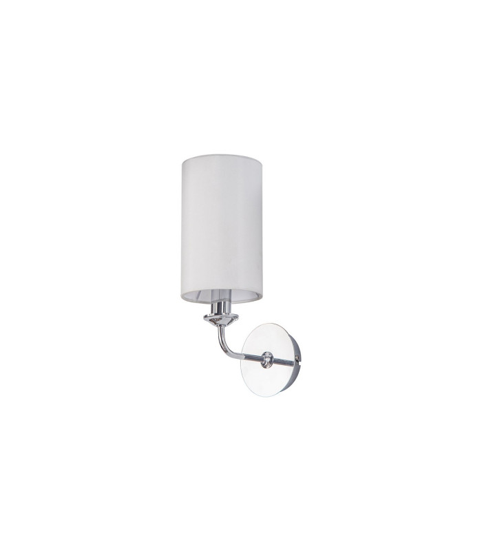 Banyan Switched Wall Lamp E14 Polished Chrome With 12cm Faux Silk Shade White-4