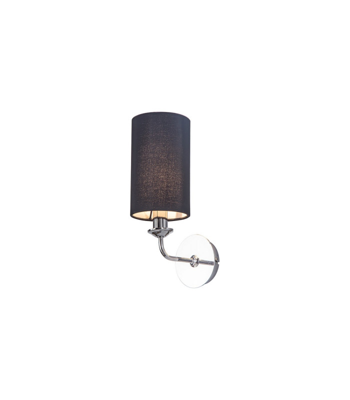 Banyan Switched Wall Lamp E14 Polished Chrome With 12cm Faux Silk Shade Black-1