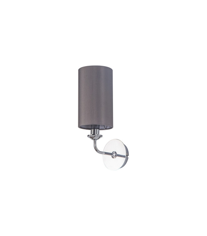 Banyan Switched Wall Lamp E14 Polished Chrome With 12cm Faux Silk Shade Grey-4