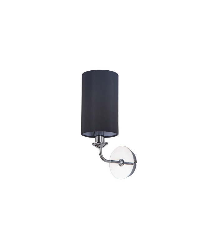 Banyan Switched Wall Lamp E14 Polished Chrome With 12cm Faux Silk Shade Black-4