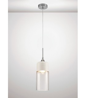 Tube Ceiling Pendant 1 Light E27 White, Clear Glass - 2