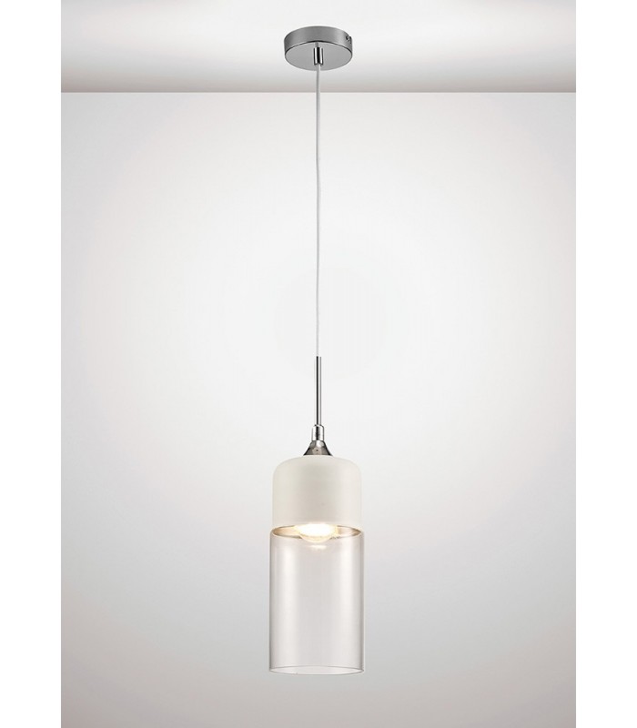 Tube Ceiling Pendant 1 Light E27 White, Clear Glass - 2