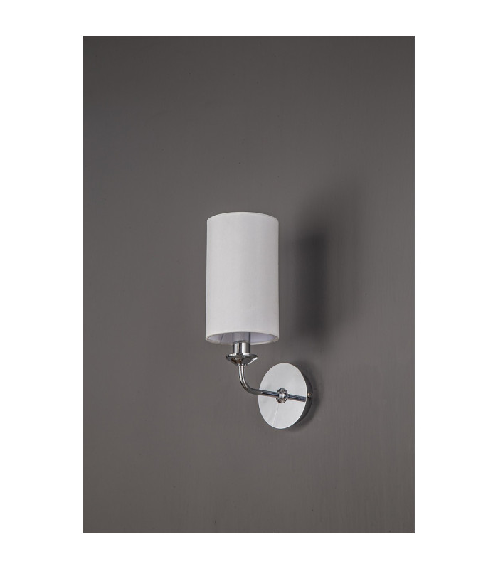 Banyan Switched Wall Lamp E14 Polished Chrome With 12cm Faux Silk Shade White-11