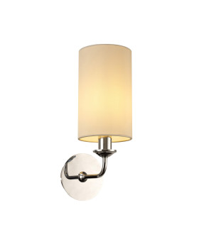 Banyan Switched Wall Lamp E14 Polished Chrome With 12cm Faux Silk Shade Ivory Pearl/White Laminate-1