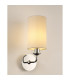Banyan Switched Wall Lamp E14 Polished Chrome With 12cm Faux Silk Shade Ivory Pearl/White Laminate-2