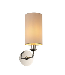 Banyan Switched Wall Lamp E14 Polished Chrome With 12cm Dual Faux Silk Shade Nude Beige/Moonlight-1